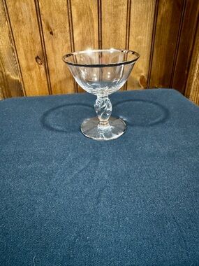 Vintage 1940’s Heisey Low Sherbet Dish with Silver accents